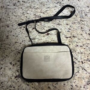 Loewe Vintage Anagram suede and leather crossbody shoulder bag